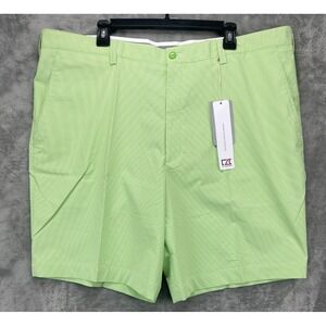 NWT Cutter & Buck DryTec Shorts 42‎ Green Striped Performance Stretch Pockets